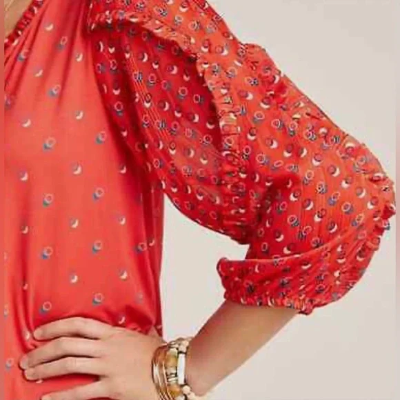 Anthropologie Maeve Jacquin Polka Dot Blouse Size: Small - Picture 2 of 4